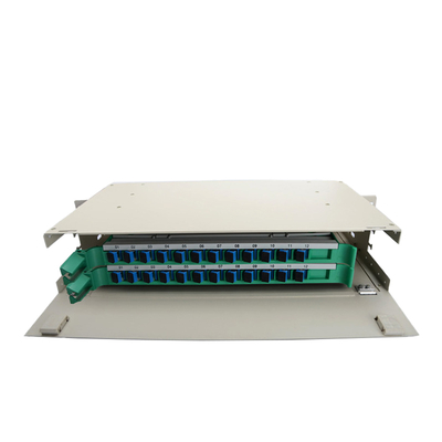 2U 19 polegadas 12/24 núcleo caixa completa de distribuição de fibra óptica quadro patch painel ODF