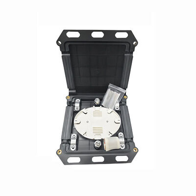 Caixa de Emenda de Fibra Óptica Tipo Mini Quadrada 2 Entradas 2 Saídas para 12-24 Fibras com Material ABS+PC