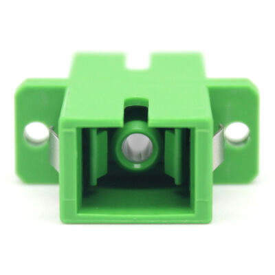 SC APC Simplex Fiber Optic Adapter with Flange - 0.2dB Insertion Loss, 500 Cycle Durability, Zirconia Sleeve