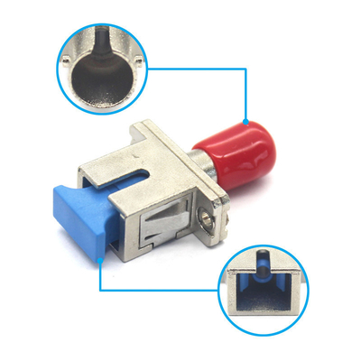 Adaptador óptico simplex de baixa perda de inserção SC UPC para ST UPC em caixa de metal com flange
