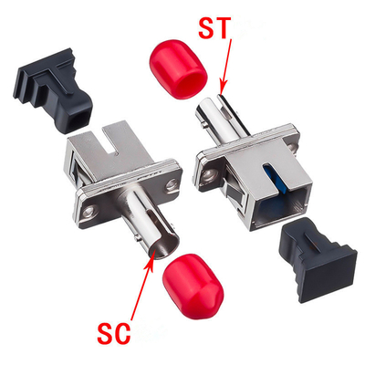 Adaptador óptico simplex de baixa perda de inserção SC UPC para ST UPC em caixa de metal com flange
