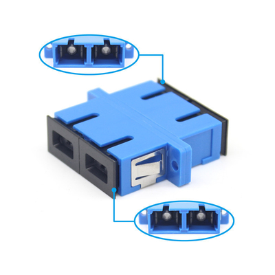 SC UPC Adaptador de fibra óptica duplex Bule com durabilidade de flange 0,2 dB 500 Ciclo passado