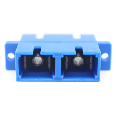 SC UPC Adaptador de fibra óptica duplex Bule com durabilidade de flange 0,2 dB 500 Ciclo passado