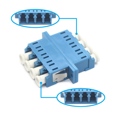 FTTH LC UPC Quadruplex Óptico Adaptador com Durabilidade Flange 0,2 dB 500 Ciclo Passado