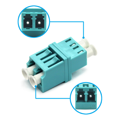 Adaptador de fibra óptica multimodo duplex OM3 de tipo LC baixo para teste de carga ≥ 70 N Perda de inserção 0,2 dB