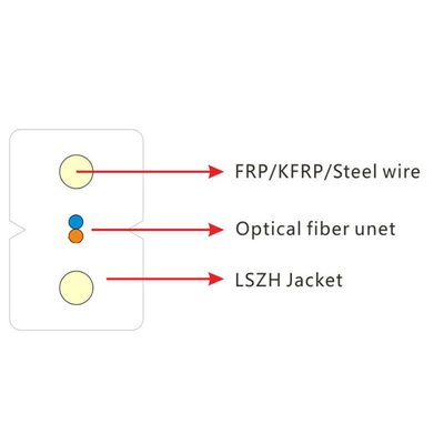 LSZH Proteção externa GJXFH FTTH Drop Cable com reforços metálicos paralelos
