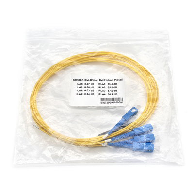 Amarelo UPC Fibra Óptica Patch Cord Pigtail 4 núcleos PVC Jaqueta
