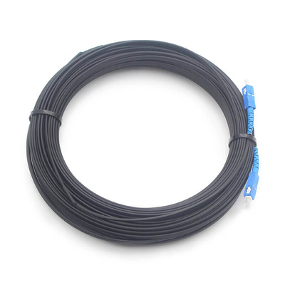 2.0*5.0mm 1FO SC UPC para SC UPC FTTH Flat Drop Patch Cord G675A1 com casaco preto