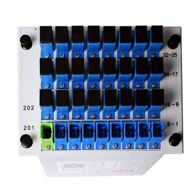 1: 32 1,5m Fibra óptica PLC Splitter SC UPC Tipo de cassete na rede EPON BPON e GPON
