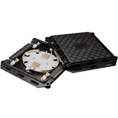 Caixa de Emenda de Fibra Óptica Tipo Mini Quadrada 2 Entradas 2 Saídas para 12-24 Fibras com Material ABS+PC