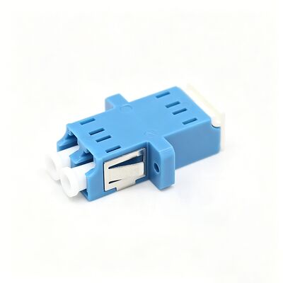 Adaptador de fibra óptica duplex LC UPC com obturador interno e flange